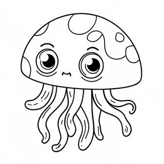 Schattige Jellyfish met Grote Ogen Kleurplaat | Jellyfish kleurplaat