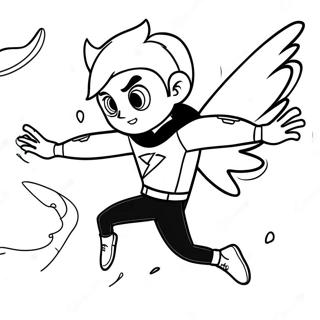 Kleurplaat van Danny Phantom die in spookvorm vliegt | Danny Phantom kleurplaat