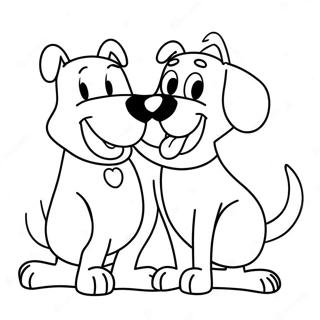 Kleurplaat van een speelse CatDog duo | KatHond kleurplaat