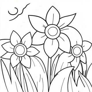 Mooie Narcis Tuin Kleurplaat | Narcis kleurplaat