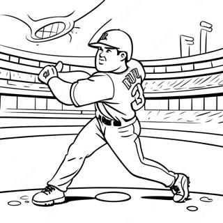 Braves Speler die een Home Run Slaat Kleurplaat | Dappere kleurplaat