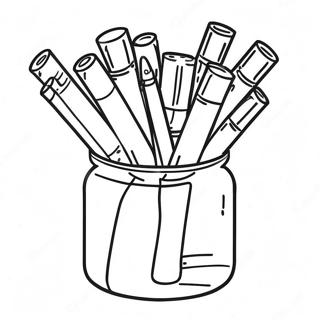 Kleurige Markers in een Pot Kleurplaat | Markers kleurplaat