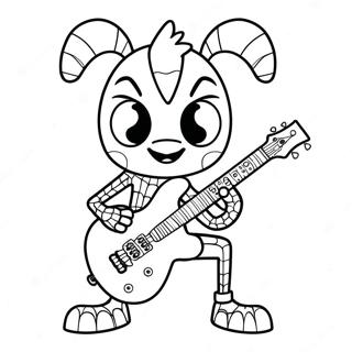 Coole Spider Punk met Elektrische Gitaar Kleurplaat | Spin Punk kleurplaat
