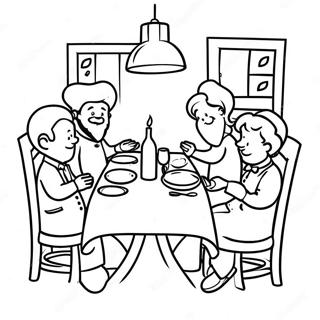 Vrolijke Shabbos Diner Tafel Kleurplaat | Sjabbat kleurplaat