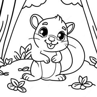 Speelse Chipmunk in het Bos Kleurplaat | Chipmunk kleurplaat