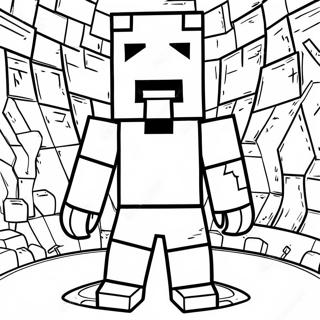 Minecraft Steve met Diamanten Harnas Kleurplaat | Minecraft Steve kleurplaat