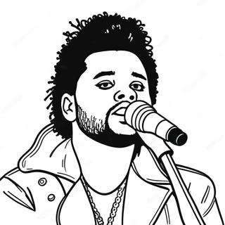 The Weeknd Optredend op het Podium Kleurplaat | The Weeknd kleurplaat