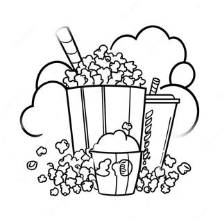 Popcorn en Frisdrank in de Bioscoop Kleurplaat | Bioscoop kleurplaat