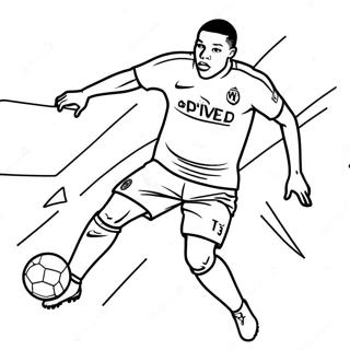 Mbappe Actiefoto Kleurplaat | Mbappe kleurplaat