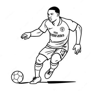 Mbappe Dribbelen Voorbij Verdediger Kleurplaat | Mbappe kleurplaat