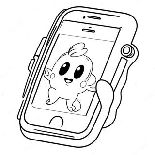 Schattige Cartoon iPhone Kleurplaat | iPhone kleurplaat