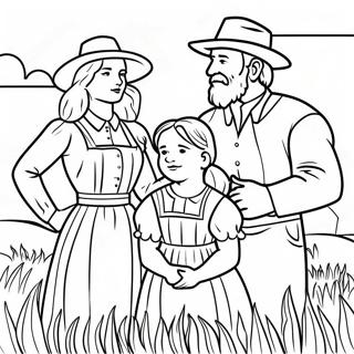 Pioniersfamilie in de Prairie Kleurplaat | Pionier kleurplaat