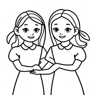 Zussen Hand in Hand Kleurplaat | Zussen kleurplaat