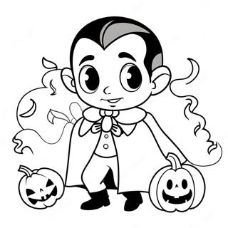 Schattige Dracula met een Pompoen Kleurplaat | Dracula kleurplaat