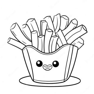 Schattige Cartoon Frietjes Kleurplaat | Frieten kleurplaat