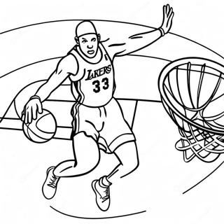 Lakers Speler Dunkend Kleurplaat | Lakers kleurplaat