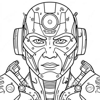 Kleurplaat van een Cyborg | Cyborg kleurplaat