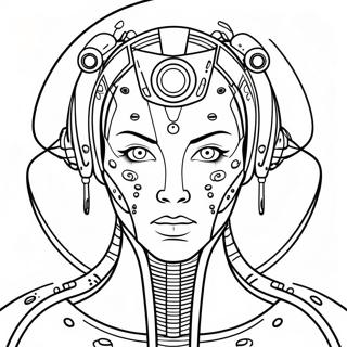 Futuristische Cyborg met Laserogen Kleurplaat | Cyborg kleurplaat