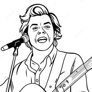 Harry Styles Zingende Kleurplaat | One Direction kleurplaat