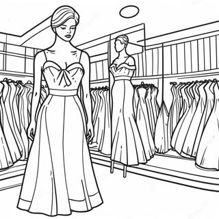 Mode Mannequin met Jurk Kleurplaat | Mannequin kleurplaat
