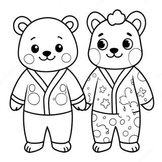 Schattige pyjama dieren kleurplaat | Pyjama kleurplaat