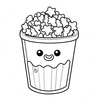 Schattige Popcorn Emmer Kleurplaat | Popcorn kleurplaat