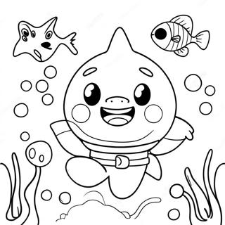 Pinkfong en Vrienden Onderwater Avontuur Kleurplaat | Pinkfong kleurplaat