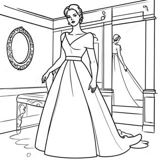 Elegante Vrouw in een Jurk Kleurplaat | Vrouwen kleurplaat