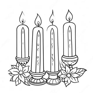 Kleurplaat van Kleurrijke Kwanzaa Kaarsen | Kwanzaa kleurplaat