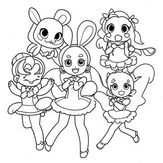 Magische kleurplaat van het Precure-team | Precure kleurplaat