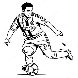 Kleurplaat van Xavi die de Bal Dribbelt | Xavi kleurplaat