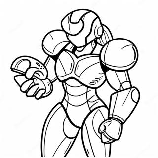 Metroid Samus Aran in Power Suit Kleurplaat | Metroid kleurplaat