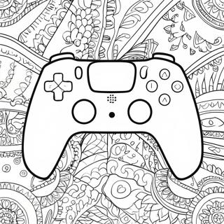 Kleurige PS5 Controller met Patronen Kleurplaat | PS5 Controller kleurplaat