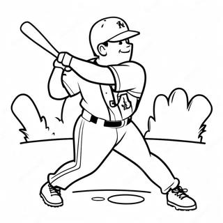 Kleurplaat van een Mets Speler die een Knuppel Slaat | Mets kleurplaat