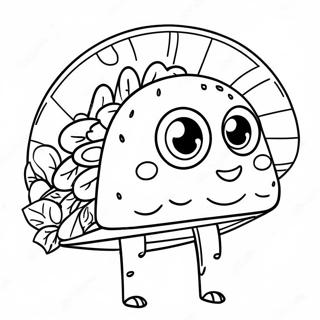 Grappige Taco met Ogen Kleurplaat | Taco kleurplaat