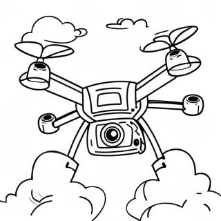 Vliegende Drone in de Lucht Kleurplaat | Drone kleurplaat