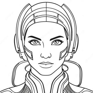 Futuristisch Cyberpunk Personage Kleurplaat | Cyberpunk kleurplaat