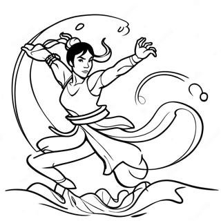 Korra in Waterbending Houding Kleurplaat | Korra kleurplaat