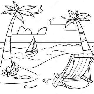 Tropisch Strand Scene Kleurplaat | Tropisch kleurplaat
