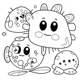 Schattige Cartoon Bacteriën Kleurplaat | Microbe kleurplaat