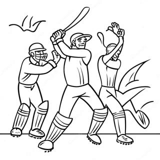 Spannende Cricket Wedstrijd Kleurplaat | Cricket kleurplaat