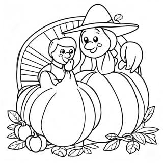 Kleurplaat van Thanksgiving Pelgrims | Pelgrims kleurplaat