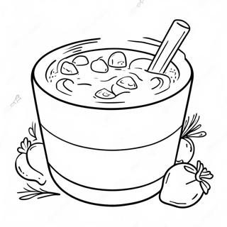 Romige Chowder met Groenten Kleurplaat | Soep kleurplaat