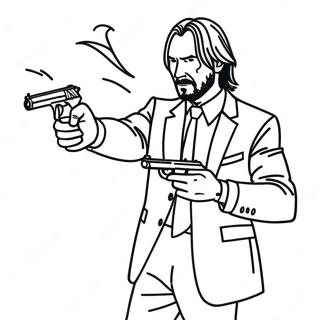 John Wick in Actie Kleurplaat | John Wick kleurplaat