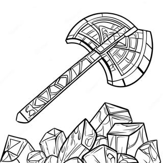 Diamant Minecraft Bijl Kleurplaat | Minecraft Bijl kleurplaat