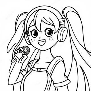 Hatsune Miku Zingende Kleurplaat | Vocaloid kleurplaat