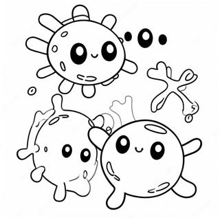 Schattige Cartoon Germs Kleurplaat | Bacteriën kleurplaat