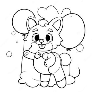 Schattige Mangle met Ballonnen Kleurplaat | Mangle kleurplaat