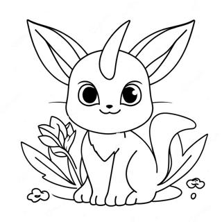Schattige Espeon met Bloemen Kleurplaat | Espeon kleurplaat