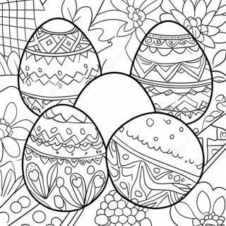 Kleurige Nowruz Eieren Kleurplaat | Nowruz kleurplaat
